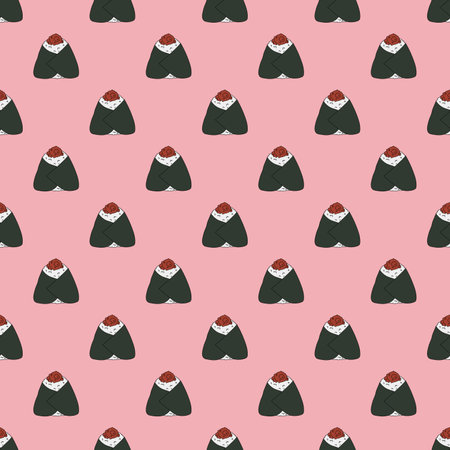 Seamless pattern with onigiri for decorative print, wrapping paper, menu, wallpaper and fabricのイラスト素材