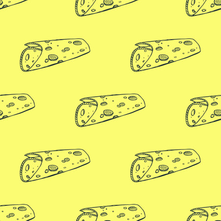 Seamless pattern with cheese doodle for decorative print, wrapping paper, greeting cards, wallpaper and fabricのイラスト素材