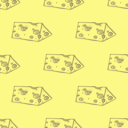 Seamless pattern with cheese doodle for decorative print, wrapping paper, greeting cards, wallpaper and fabricのイラスト素材