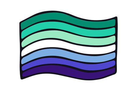 Colorful Gay men pride flag Happy pride day LGBTQ community Pride Month Vector hand drawn doodle for posters, stickers, logo, cardsのイラスト素材