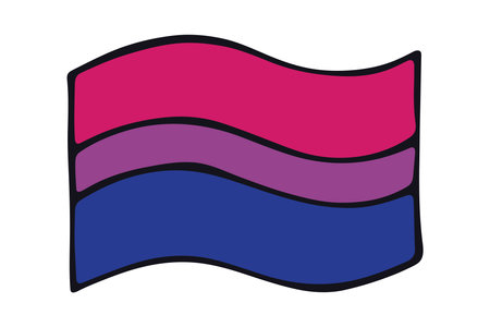 Colorful Bisexual pride flag Happy pride day LGBTQ community Pride Month Vector hand drawn doodle for posters, stickers, logo, cardsのイラスト素材