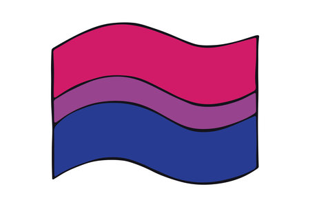 Colorful Bisexual pride flag Happy pride day LGBTQ community Pride Month Vector hand drawn doodle for posters, stickers, logo, cardsのイラスト素材