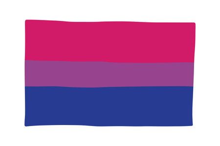 Colorful Bisexual pride flag Happy pride day LGBTQ community Pride Month Vector hand drawn doodle for posters, stickers, logo, cardsのイラスト素材