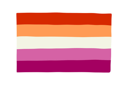 Colorful Lesbian pride flag Happy pride day LGBTQ community Pride Month Vector hand drawn doodle for posters, stickers, logo, cardsのイラスト素材