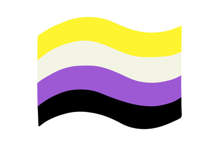 Colorful Non-binary pride flag Happy pride day LGBTQ community Pride Month Vector hand drawn doodle for posters, stickers, logo, cardsのイラスト素材