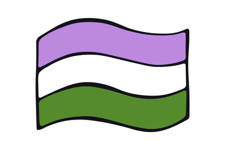 Colorful Genderqueer pride flag Happy pride day LGBTQ community Pride Month Vector hand drawn doodle for posters, stickers, logo, cardsのイラスト素材