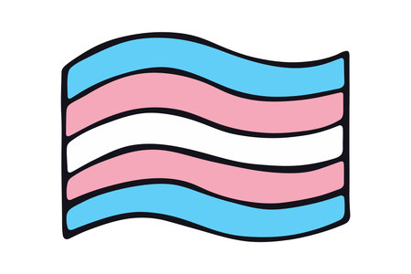 Colorful Transgender pride flag Happy pride day LGBTQ community Pride Month Vector hand drawn doodle for posters, stickers, logo, cardsのイラスト素材