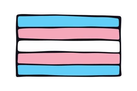 Colorful Transgender pride flag Happy pride day LGBTQ community Pride Month Vector hand drawn doodle for posters, stickers, logo, cardsのイラスト素材