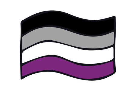 Colorful Asexual pride flag Happy pride day LGBTQ community Pride Month Vector hand drawn doodle for posters, stickers, logo, cardsのイラスト素材