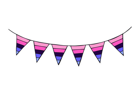 Colorful garland Omnisexual pride flag Happy pride day LGBTQ community Pride Month Vector hand drawn doodle for posters, stickers, logo, cardsのイラスト素材