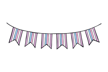 Colorful garland Intersex pride flag Happy pride day LGBTQ community Pride Month Vector hand drawn doodle for posters, stickers, logo, cardsのイラスト素材