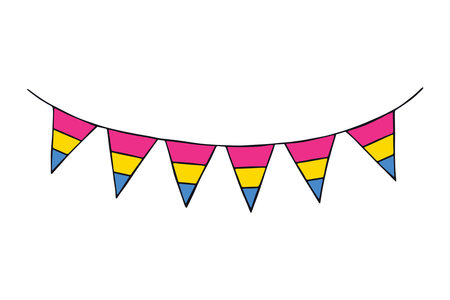 Colorful garland Pansexual pride flag Happy pride day LGBTQ community Pride Month Vector hand drawn doodle for posters, stickers, logo, cardsのイラスト素材