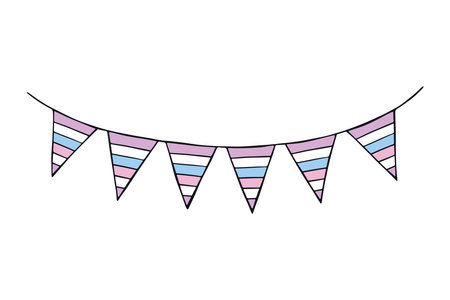 Colorful garland Intersex pride flag Happy pride day LGBTQ community Pride Month Vector hand drawn doodle for posters, stickers, logo, cardsのイラスト素材