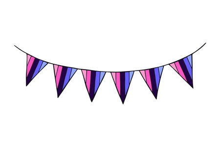 Colorful garland Omnisexual pride flag Happy pride day LGBTQ community Pride Month Vector hand drawn doodle for posters, stickers, logo, cardsのイラスト素材