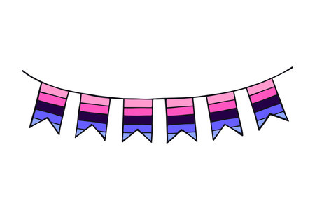 Colorful garland Omnisexual pride flag Happy pride day LGBTQ community Pride Month Vector hand drawn doodle for posters, stickers, logo, cardsのイラスト素材