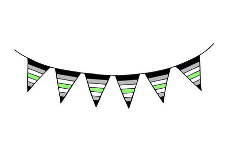 Colorful garland Agender pride flag Happy pride day LGBTQ community Pride Month Vector hand drawn doodle for posters, stickers, logo, cardsのイラスト素材