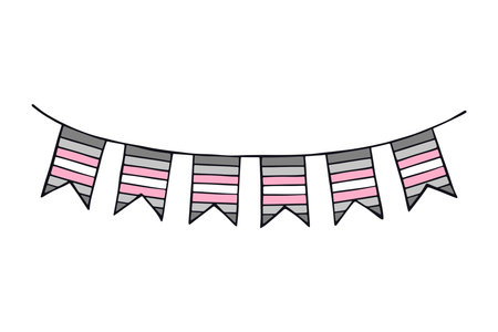 Colorful garland Demigirl pride flag Happy pride day LGBTQ community Pride Month Vector hand drawn doodle for posters, stickers, logo, cardsのイラスト素材