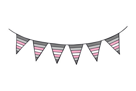 Colorful garland Demigirl pride flag Happy pride day LGBTQ community Pride Month Vector hand drawn doodle for posters, stickers, logo, cardsのイラスト素材