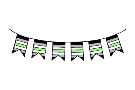 Colorful garland Agender pride flag Happy pride day LGBTQ community Pride Month Vector hand drawn doodle for posters, stickers, logo, cardsのイラスト素材