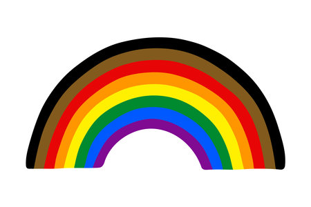 Colorful rainbow shape Gay pride flag Happy pride day LGBTQ community Pride Month Vector hand drawn doodle for posters, stickers, logo, cardsのイラスト素材
