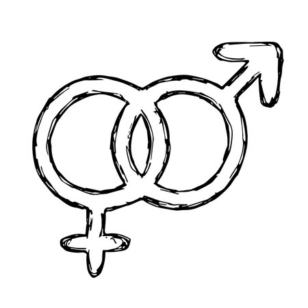 Hand drawn heterosexual gender identity icon Symbol used to represent sex and genderのイラスト素材