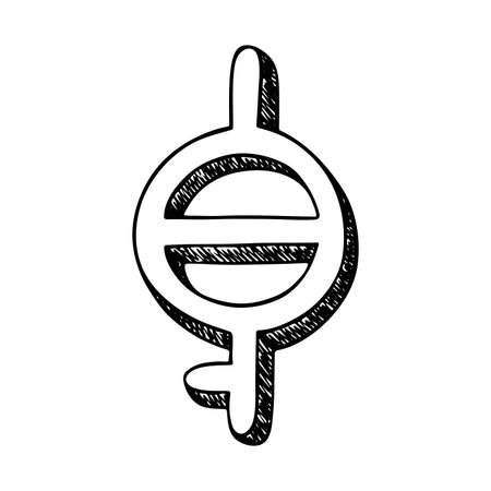 Hand drawn demigender gender identity icon Symbol used to represent sex and genderのイラスト素材