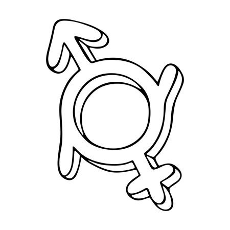 Hand drawn genderfluid (female and male) gender identity icon Symbol used to represent sex and genderのイラスト素材
