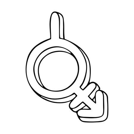 Hand drawn bigender (androgyne and neutrois) gender identity icon Symbol used to represent sex and genderのイラスト素材