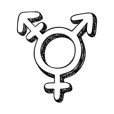 Hand drawn transgender gender identity icon Symbol used to represent sex and genderのイラスト素材