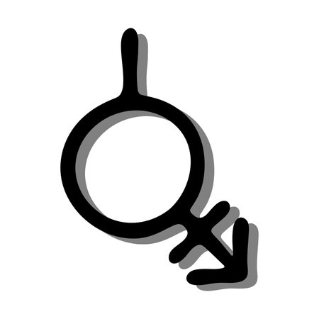 Hand drawn bigender (androgyne and neutrois) gender identity icon Symbol used to represent sex and genderのイラスト素材