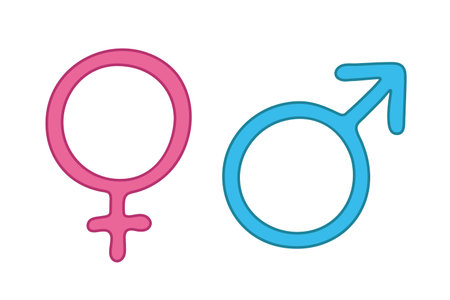 Hand drawn female and male gender identity icon Symbol used to represent sex and genderのイラスト素材