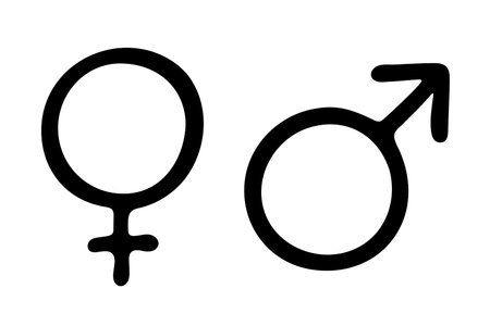 Hand drawn female and male gender identity icon Symbol used to represent sex and genderのイラスト素材