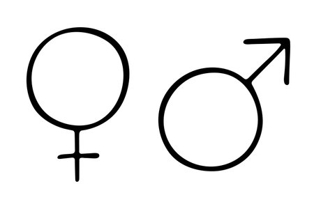 Hand drawn female and male gender identity icon Symbol used to represent sex and genderのイラスト素材