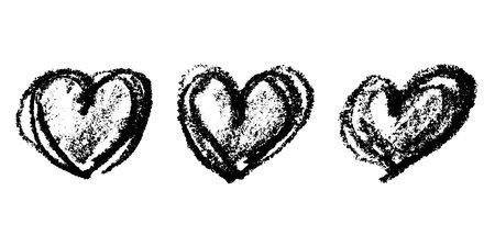 Set of simple hand drawn heart drawing illustration Scribble heart doodle Love clipart Single element for print, web, design, decorのイラスト素材