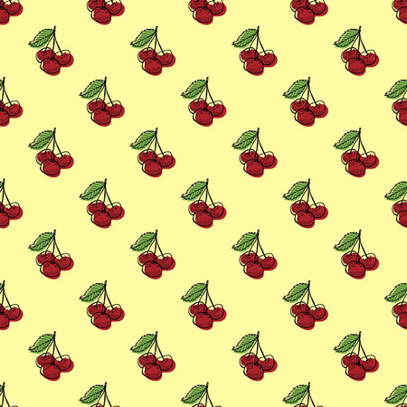Seamless pattern with cherry doodle for decorative print, wrapping paper, greeting cards, wallpaper...