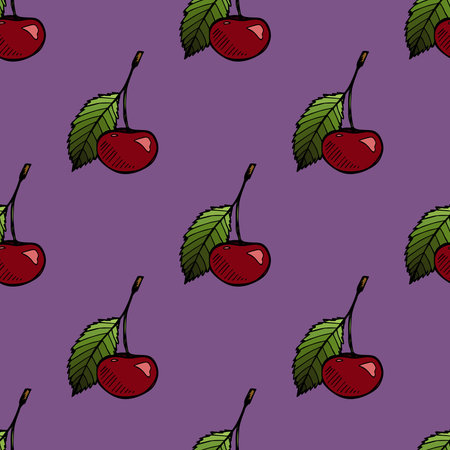 Seamless pattern with cherry doodle for decorative print, wrapping paper, greeting cards, wallpaper...