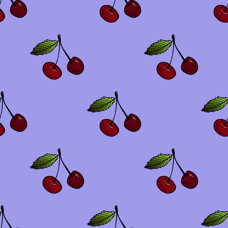 Seamless pattern with cherry doodle for decorative print, wrapping paper, greeting cards, wallpaper...