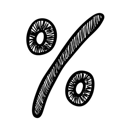 Hand drawn percentage symbol clipart Percent doodle Discount voucher sign Income tax Single element for designのイラスト素材