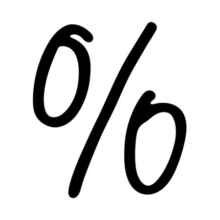 Hand drawn percentage symbol clipart Percent doodle Discount voucher sign Income tax Single element for designのイラスト素材