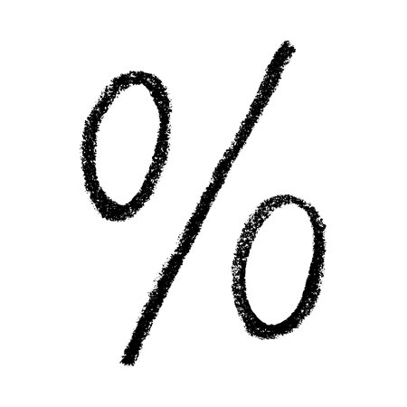 Hand drawn percentage symbol clipart Percent doodle Discount voucher sign Income tax Single element for designのイラスト素材