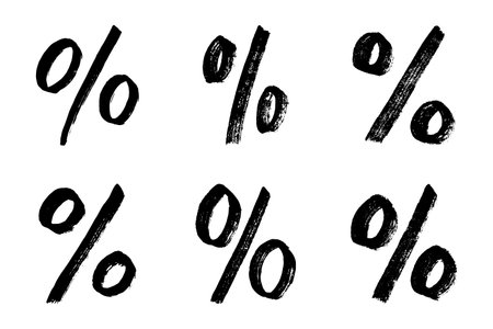 Set of hand drawn percentage symbol clipart Percent doodle Discount voucher sign Income tax Single element for designのイラスト素材