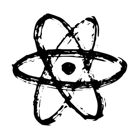 Hand drawn atom sign Molecule clipart in doodle style Single element for print, web, design, decor...