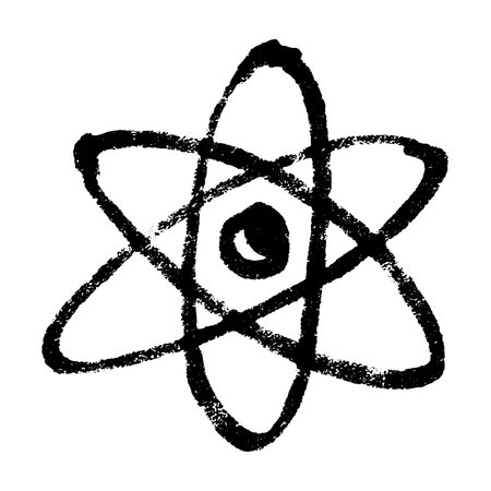 Hand drawn atom sign Molecule clipart in doodle style Single element for print, web, design, decor...