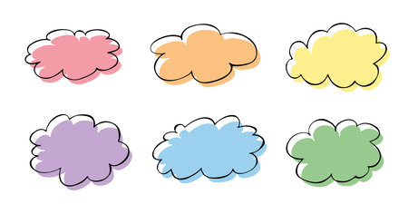 Set of hand drawn speech bubble Blank empty message box Textbox frame for banners, price tags, stickers, designのイラスト素材