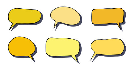 Set of hand drawn speech bubble Blank empty message box Textbox frame for banners, price tags, stickers, designのイラスト素材