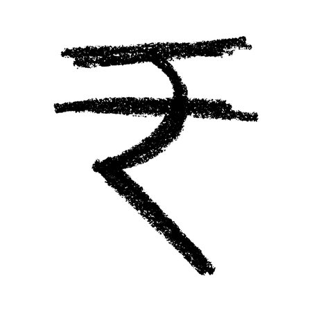 Hand drawn rupee currency symbol. Brush stroke doodle. Single element for designのイラスト素材
