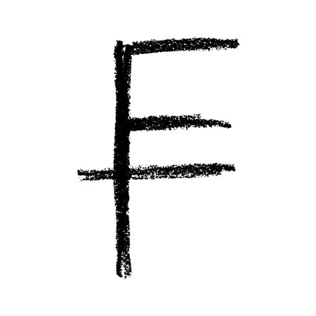 Hand drawn Swiss franc currency symbol. Brush stroke doodle. Single element for designのイラスト素材