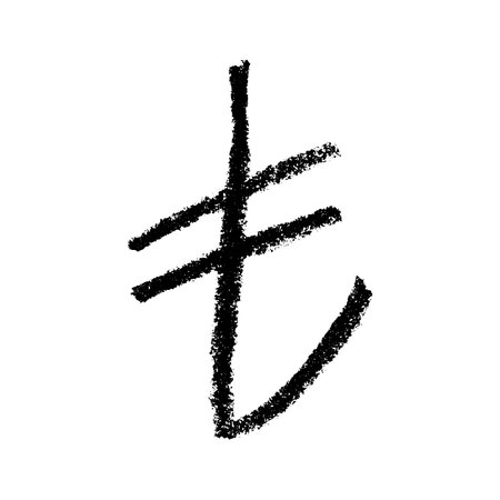 Hand drawn Turkish lira currency symbol. Brush stroke doodle. Single element for designのイラスト素材