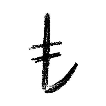 Hand drawn Turkish lira currency symbol. Brush stroke doodle. Single element for designのイラスト素材