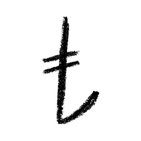 Hand drawn Turkish lira currency symbol. Brush stroke doodle. Single element for designのイラスト素材
